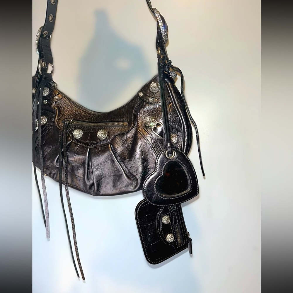 🖤⚡️Balenciaga - NEW Medium Le Cagole Bag / Rhinestone with alligator print ⚡️🖤